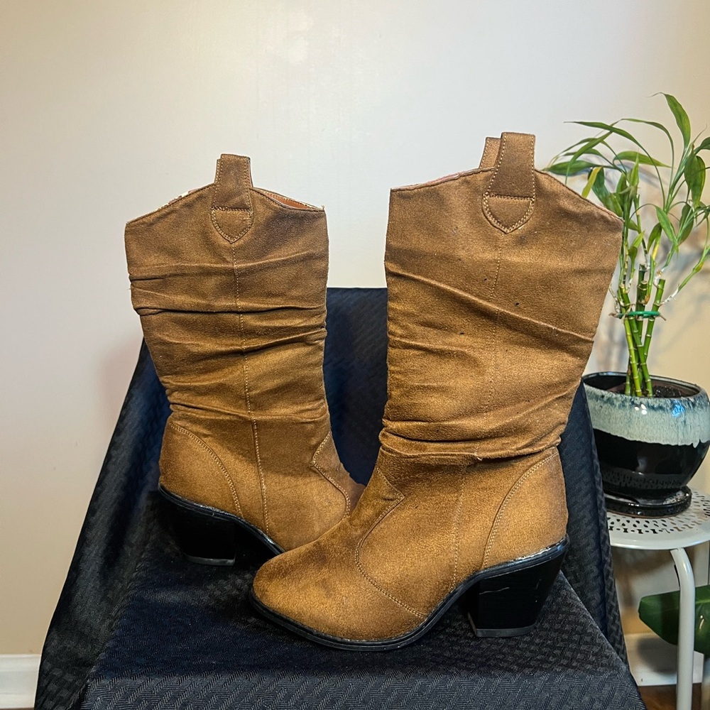 Traffic Tan Heeled Boots for Women